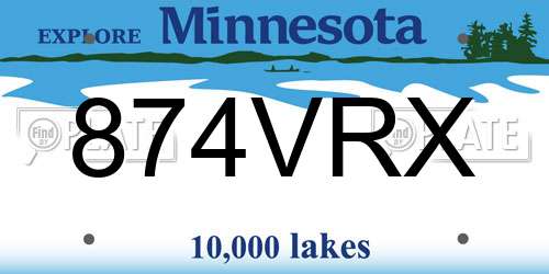 874VRX Minnesota License Plate
