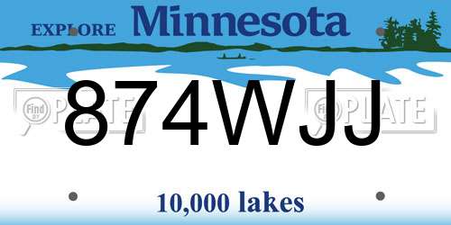 874WJJ Minnesota License Plate