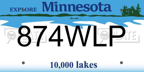 874WLP Minnesota License Plate