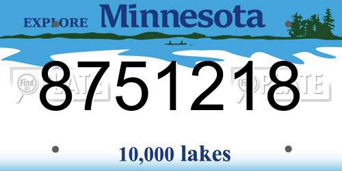 8751218 Minnesota License Plate