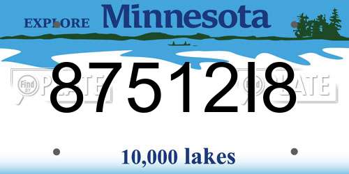 87512I8 Minnesota License Plate