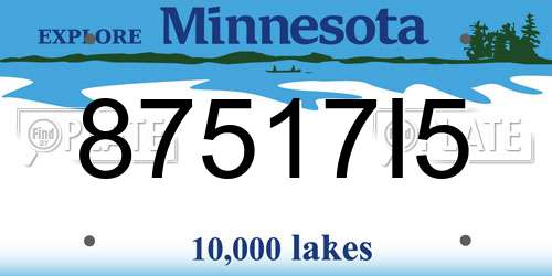 87517I5 Minnesota License Plate