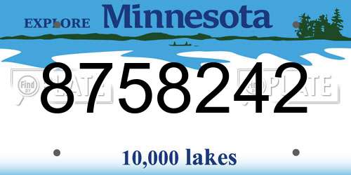 8758242 Minnesota License Plate