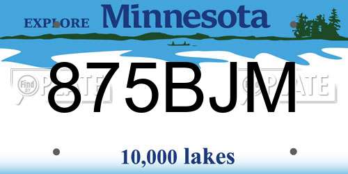 875BJM Minnesota License Plate