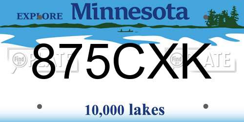 875CXK Minnesota License Plate