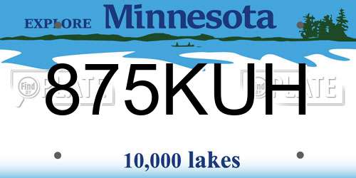 875KUH Minnesota License Plate