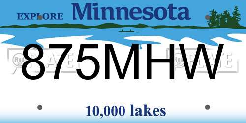 875MHW Minnesota License Plate