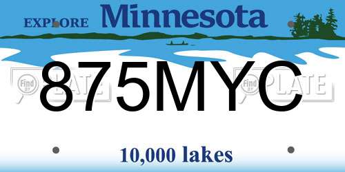 875MYC Minnesota License Plate