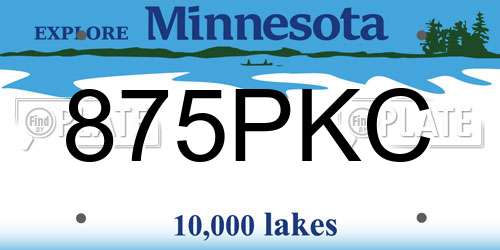 875PKC Minnesota License Plate