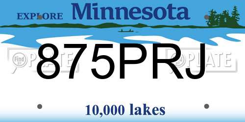 875PRJ Minnesota License Plate