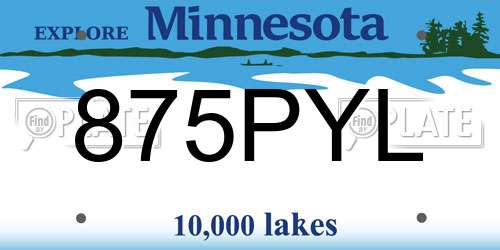 875PYL Minnesota License Plate