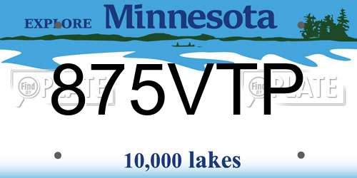 875VTP Minnesota License Plate