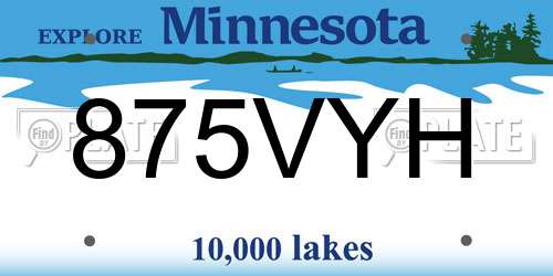 875VYH Minnesota License Plate