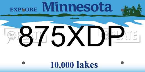 875XDP Minnesota License Plate
