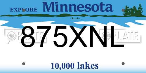 875XNL Minnesota License Plate