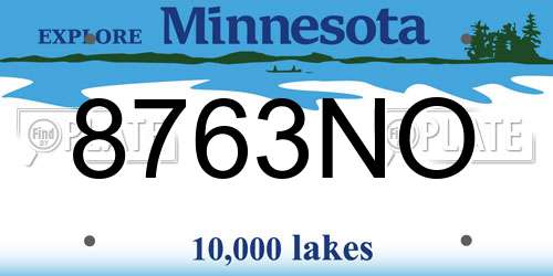 8763NO Minnesota License Plate