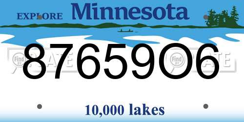 87659O6 Minnesota License Plate