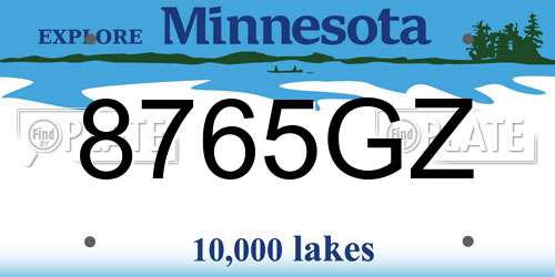 8765GZ Minnesota License Plate