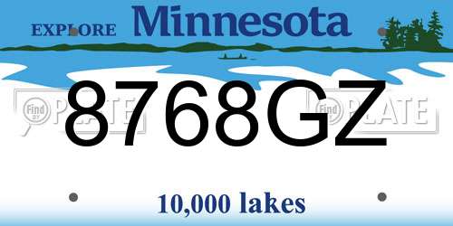 8768GZ Minnesota License Plate