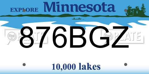 876BGZ Minnesota License Plate