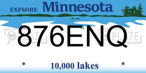 876ENQ Minnesota License Plate