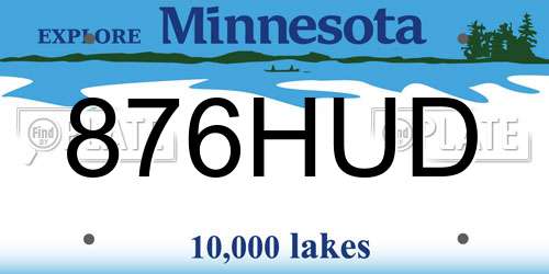 876HUD Minnesota License Plate