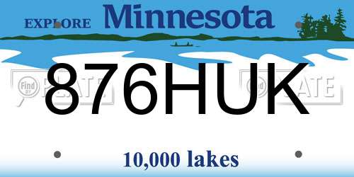 876HUK Minnesota License Plate