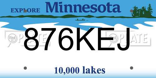 876KEJ Minnesota License Plate