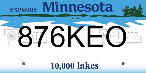 876KEO Minnesota License Plate