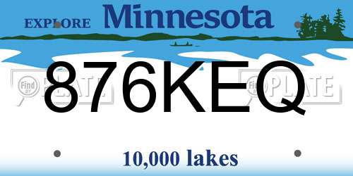 876KEQ Minnesota License Plate