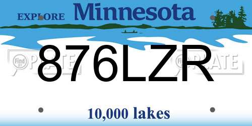 876LZR Minnesota License Plate