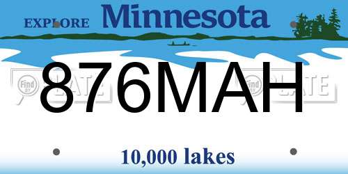 876MAH Minnesota License Plate
