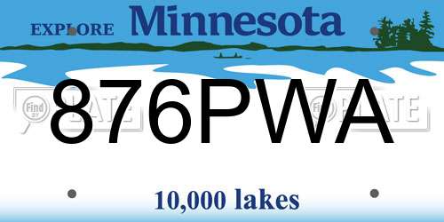 876PWA Minnesota License Plate