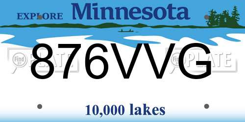 876VVG Minnesota License Plate