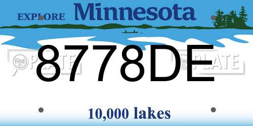 8778DE Minnesota License Plate