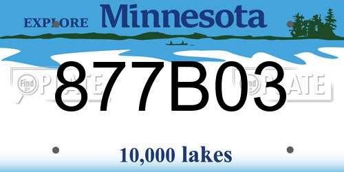 877B03 Minnesota License Plate