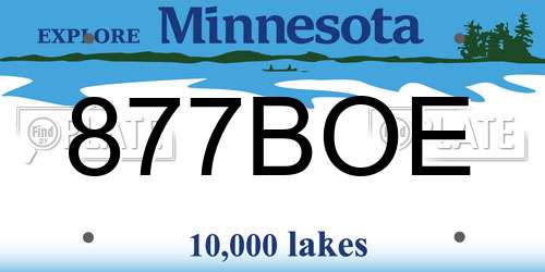 877BOE Minnesota License Plate