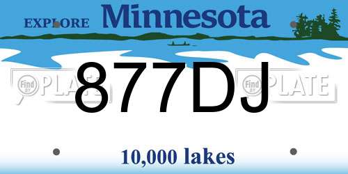 877DJ Minnesota License Plate