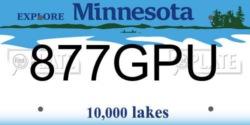 877GPU Minnesota License Plate