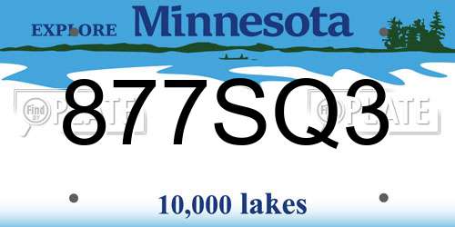 877SQ3 Minnesota License Plate