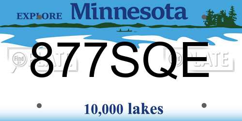 877SQE Minnesota License Plate