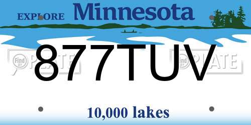 877TUV Minnesota License Plate