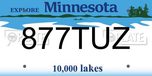 877TUZ Minnesota License Plate