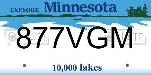 877VGM Minnesota License Plate