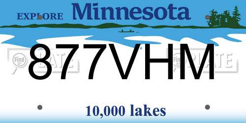877VHM Minnesota License Plate