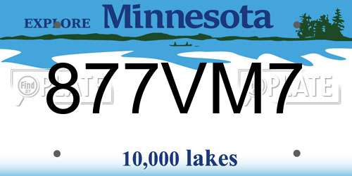 877VM7 Minnesota License Plate