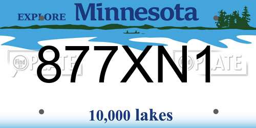 877XN1 Minnesota License Plate