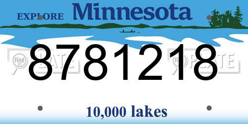 8781218 Minnesota License Plate