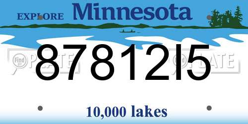 87812I5 Minnesota License Plate