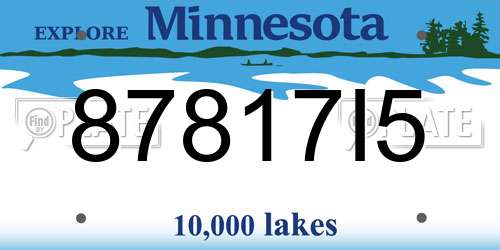 87817I5 Minnesota License Plate